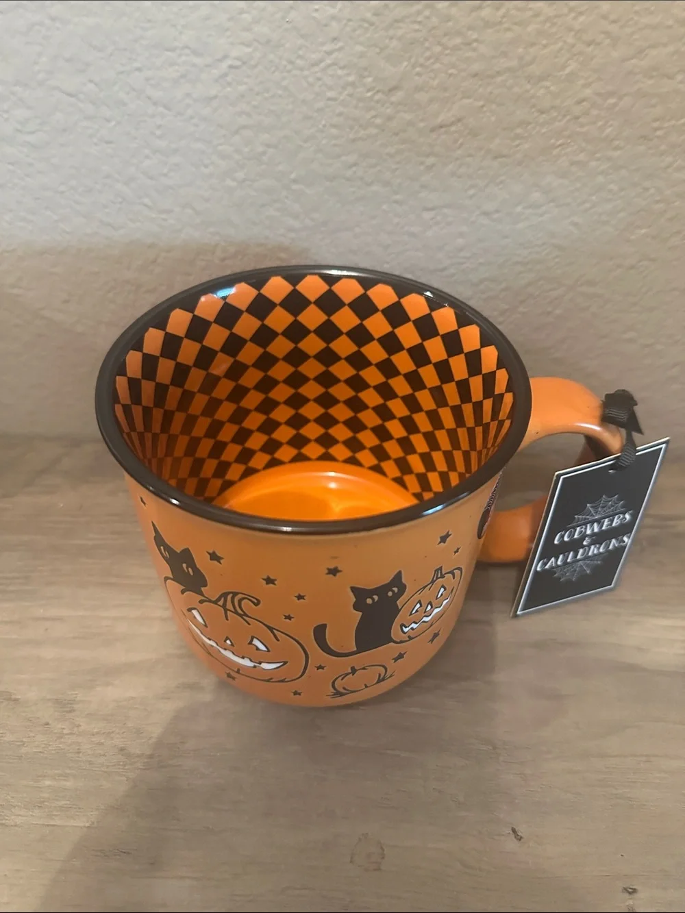 Cobwebs & Cauldrons Pumpkin & Black Cat Mug
